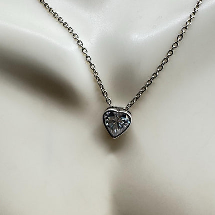 Vintage Tiny Mini Floating Heart Necklace Dainty 925 Sterling Silver Chain, Delicate Design Layered stacking look