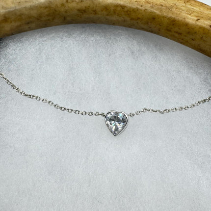 Vintage Tiny Mini Floating Heart Necklace Dainty 925 Sterling Silver Chain, Delicate Design Layered stacking look