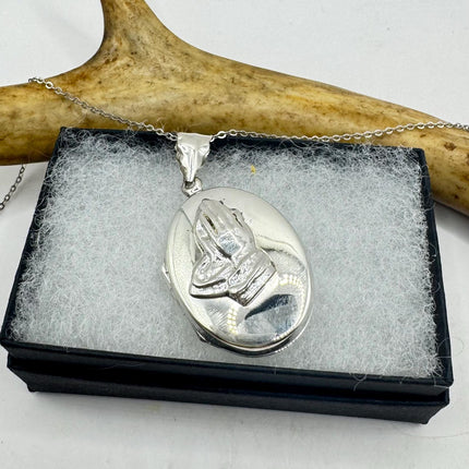 Vintage Praying hands Photo Locket Necklace