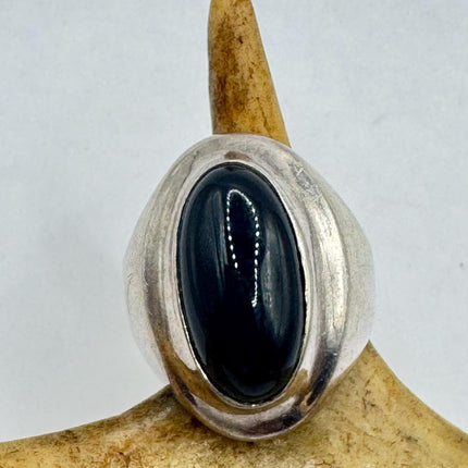 Vintage Black Onyx Cocktail Ring 925 Sterling Silver Band Deco Antique Cocktail Statement ring