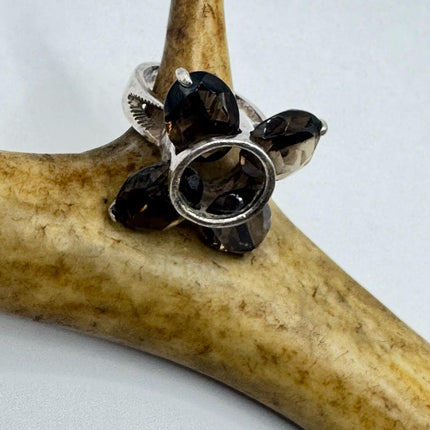 Vintage Smoky Topaz Chunky Cocktail Ring 925 Sterling Silver