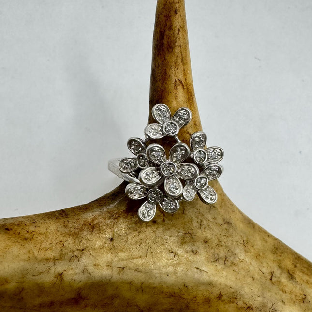 Vintage Crystal Stacking Promise Ring Wedding Band 925 Sterling Silver