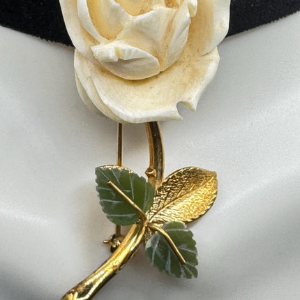 Vintage ivory flower rose, Brooch Pin - Gold Filled - Unique and Stylish Accessory