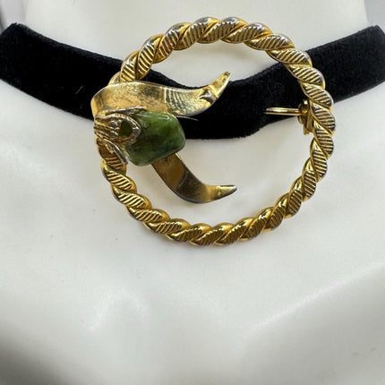 vintage lucky green Jade Heart Brooch Pin gold filled Black velvet choker small, simple every day minimal