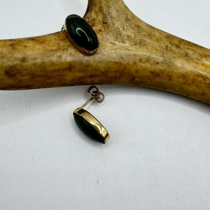 Vintage Green Jade Gold Earrings