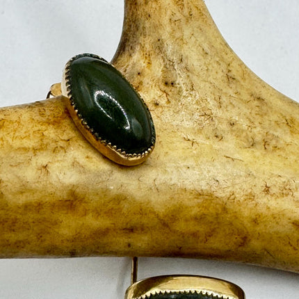 Vintage Green Jade Gold Earrings