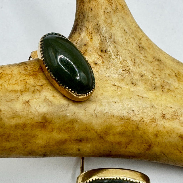 Vintage Green Jade Gold Earrings