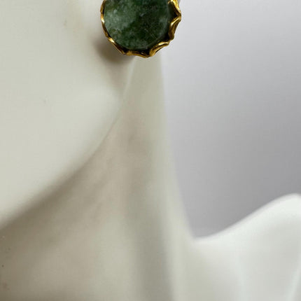 Vintage Green Jade Gold Earrings