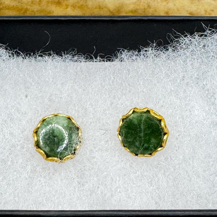 Vintage Green Jade Gold Earrings