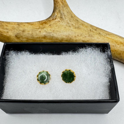 Vintage Green Jade Gold Earrings