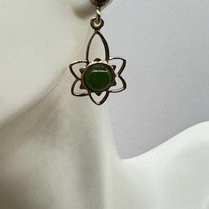 Vintage Green Jade Gold Tiny Dangle Earrings