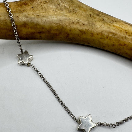 Vintage Silver Necklace | Tiny Star Gliding Charm Pendant | 925 Sterling Silver Delice Chain Necklace | Minimalist Everyday Jewelry