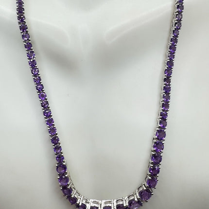 Vintage Silver Purple Amethyst Choker Necklace