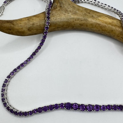 Vintage Silver Purple Amethyst Choker Necklace