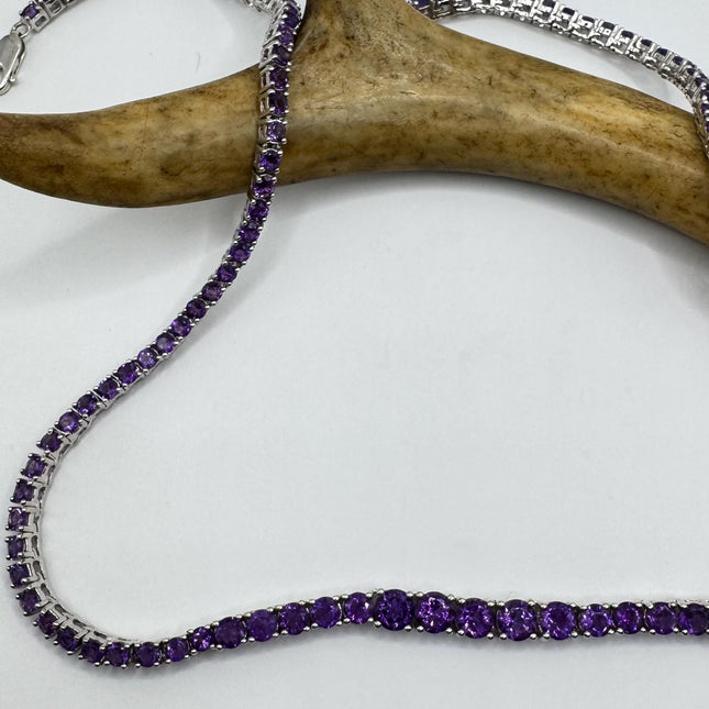 Vintage Silver Purple Amethyst Choker Necklace