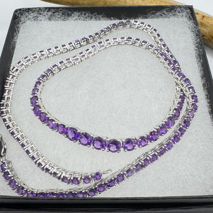 Vintage Silver Purple Amethyst Choker Necklace