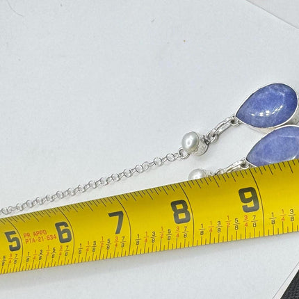 Vintage Raw Blue Sapphire Silver Boho Statement Necklace
