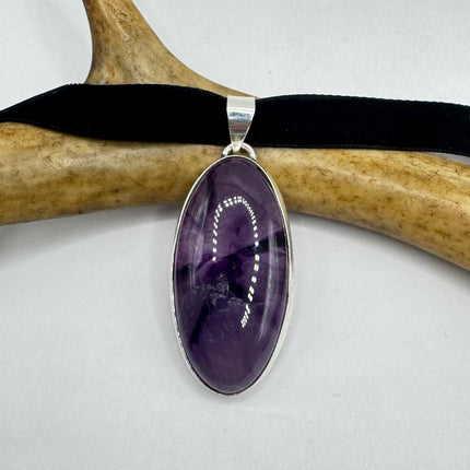 vintage purple, amethyst, silver bronze choker on Black Velvet Choker - Silver Bronze