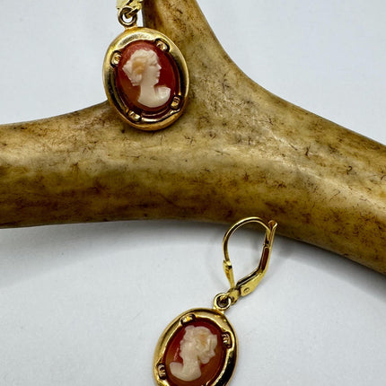 Vintage 12k GF Cameo Leverback Earrings - Delicate Gold Design for Everyday Wear
