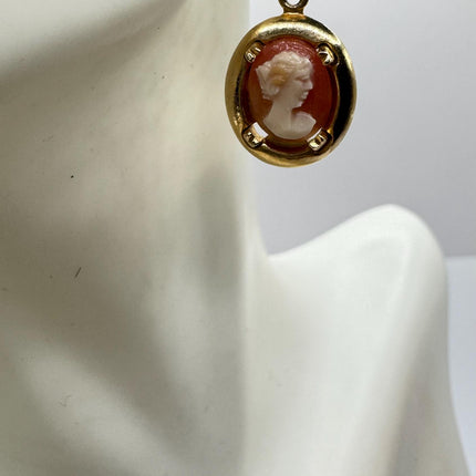 Vintage 12k GF Cameo Leverback Earrings - Delicate Gold Design for Everyday Wear