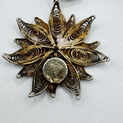 Vintage Filigree flower Pendant Necklace