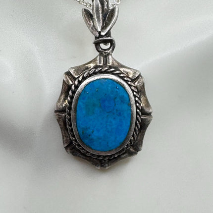 Vintage Turquoise Howlite Silver Gemstone Pendant