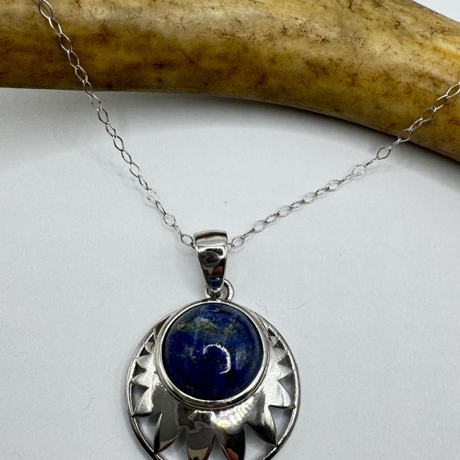Vintage Lapis Lazuli Silver Gemstone Pendant