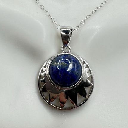 Vintage Lapis Lazuli Silver Gemstone Pendant