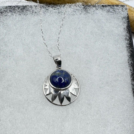 Vintage Lapis Lazuli Silver Gemstone Pendant