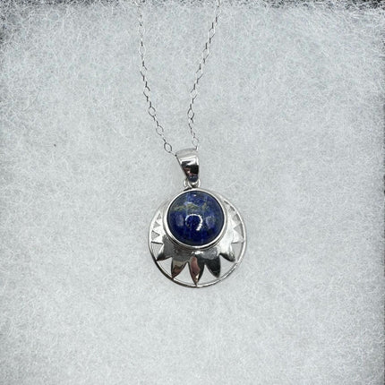 Vintage Lapis Lazuli Silver Gemstone Pendant