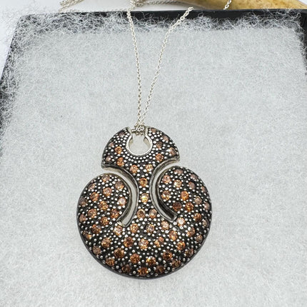 vintage smoky topaz Necklace Dainty 925 Sterling Silver Chain, Delicate Design