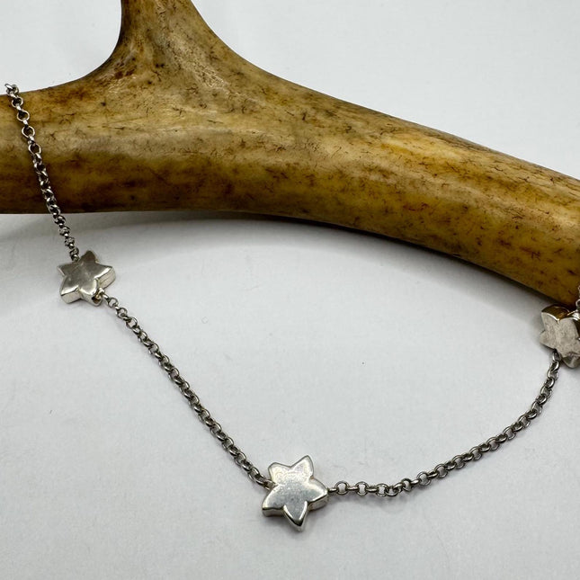 Vintage Silver Necklace | Tiny Star Gliding Charm Pendant | 925 Sterling Silver Delice Chain Necklace | Minimalist Everyday Jewelry