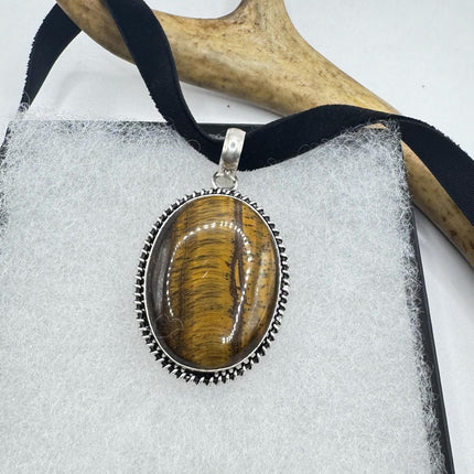 vintage tiger’s eye choker Silver, White Bronze, Tigers Eye,Antique Design, Boho Necklace
