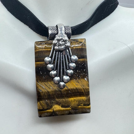vintage tiger’s eye choker Silver, White Bronze, Tigers Eye,Antique Design, Boho Necklace