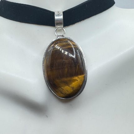 vintage tiger’s eye choker Silver, White Bronze, Tigers Eye,Antique Design, Boho Necklace