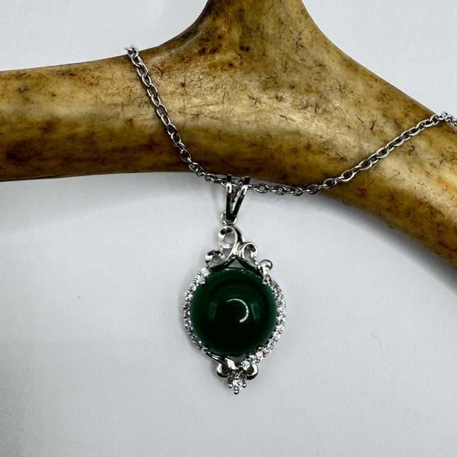 Vintage Jade White Gold Filled Necklace - Lucky Everyday Minimal