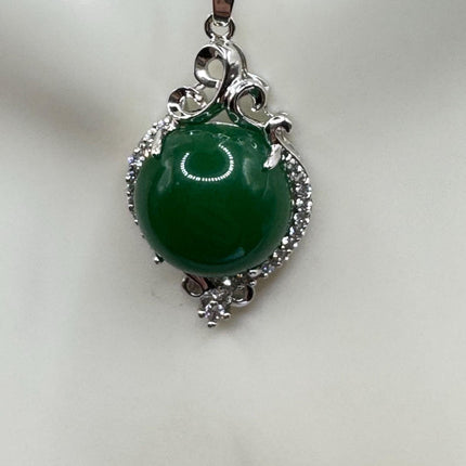 Vintage Jade White Gold Filled Necklace - Lucky Everyday Minimal