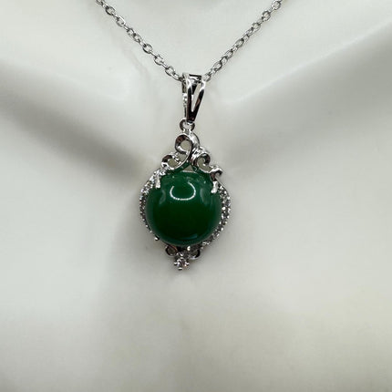 Vintage Jade White Gold Filled Necklace - Lucky Everyday Minimal