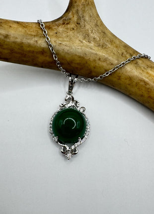 Vintage Jade White Gold Filled Necklace - Lucky Everyday Minimal