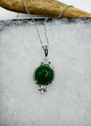 Vintage Jade White Gold Filled Necklace - Lucky Everyday Minimal