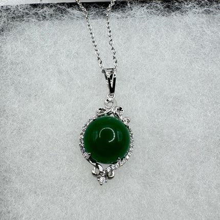 Vintage Jade White Gold Filled Necklace - Lucky Everyday Minimal