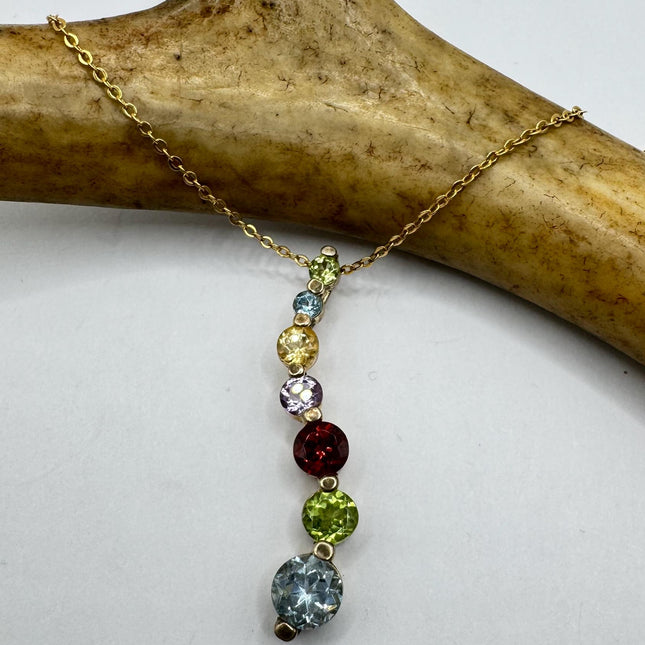 Vintage Mixed Gemstone Pendant Choker Necklace