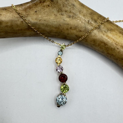 Vintage Mixed Gemstone Pendant Choker Necklace