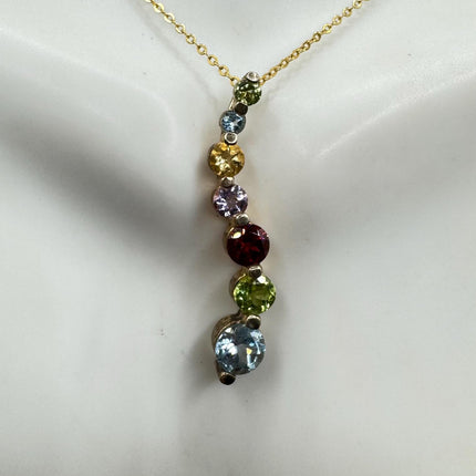 Vintage Mixed Gemstone Pendant Choker Necklace