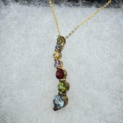 Vintage Mixed Gemstone Pendant Choker Necklace