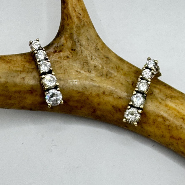 Vintage Deco White Sapphire Sterling Silver Dangle Earrings