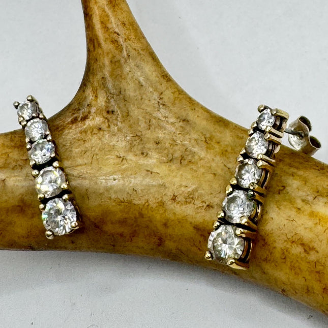 Vintage Deco White Sapphire Sterling Silver Dangle Earrings