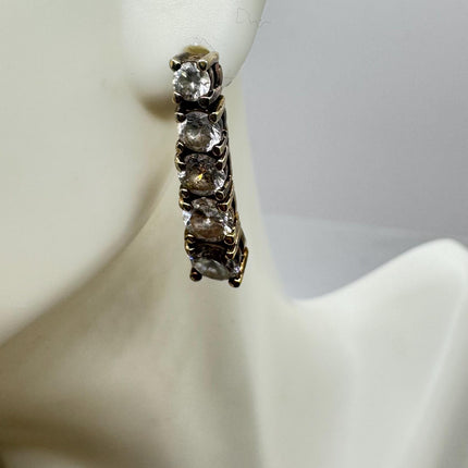 Vintage Deco White Sapphire Sterling Silver Dangle Earrings