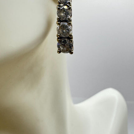 Vintage Deco White Sapphire Sterling Silver Dangle Earrings