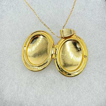 Vintage Gold Locket | Tiny 9k GF Heart Pendant Photo Memory Charm Engraved Heart Tiny Diamond | Gold 925 Sterling Silver Chain Necklace